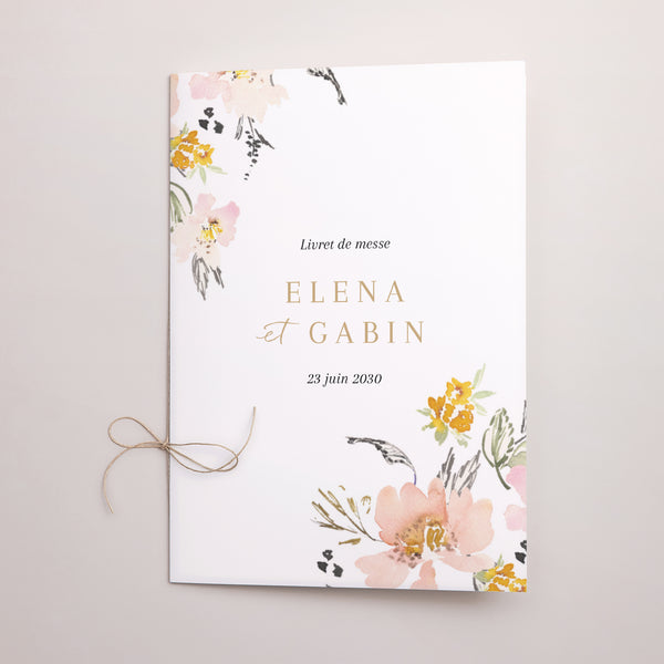 Livret de messe Mariage Double volet Fleurs pop photo