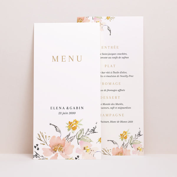 Menu Mariage Panoramique portrait Fleurs pop photo