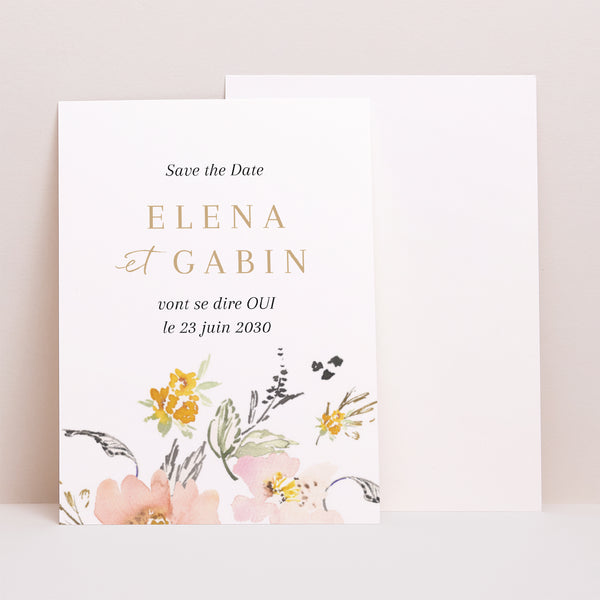 Save the date Mariage Portrait Fleurs pop photo