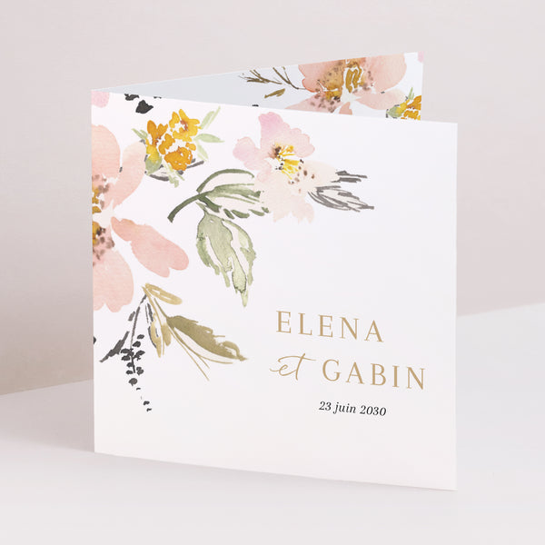 Faire-part Mariage Carré double volet Fleurs pop photo