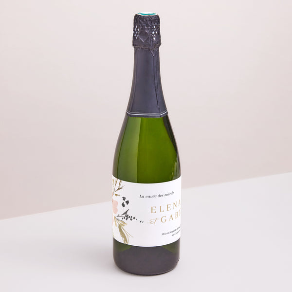 Etiquette bouteille Mariage Paysage Fleurs pop photo