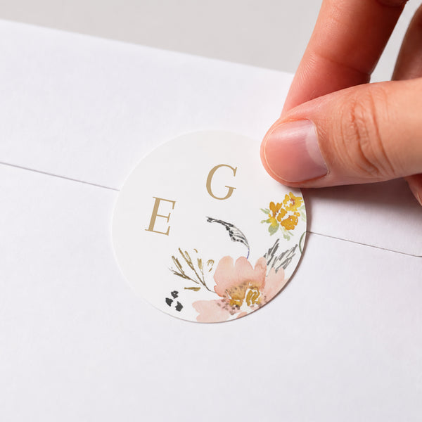 Sticker Mariage Rond Fleurs pop photo