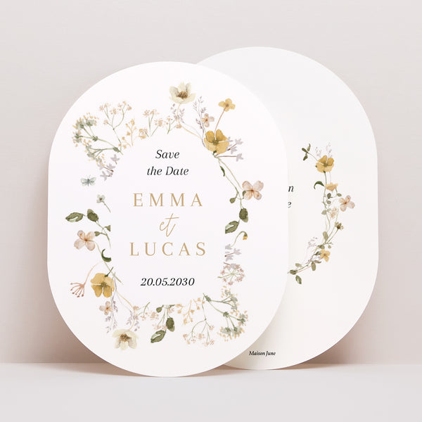 Save the date Mariage Ovale Fleurs sauvages II photo