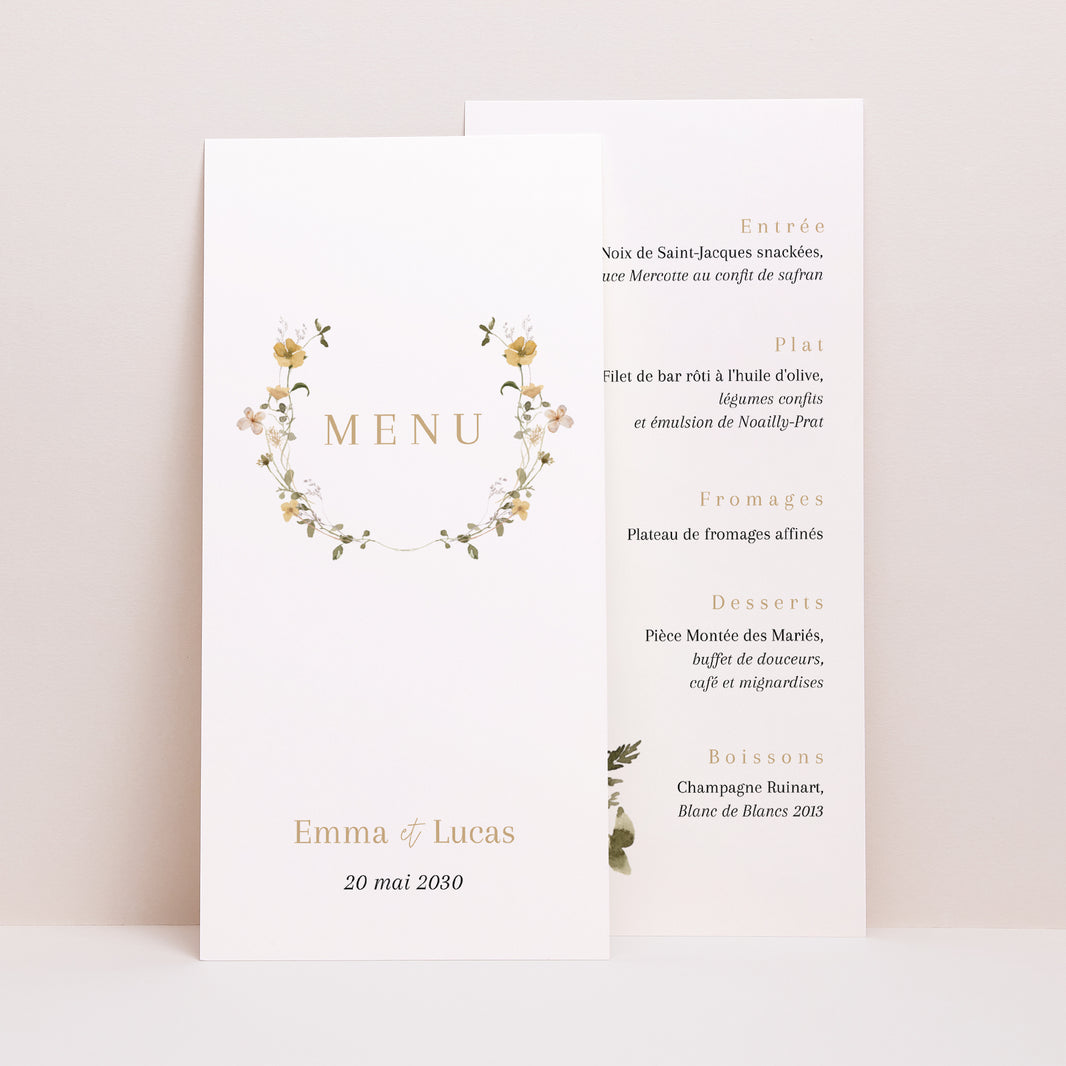 Menu Mariage Panoramique portrait Fleurs sauvages 2 photo N° 1