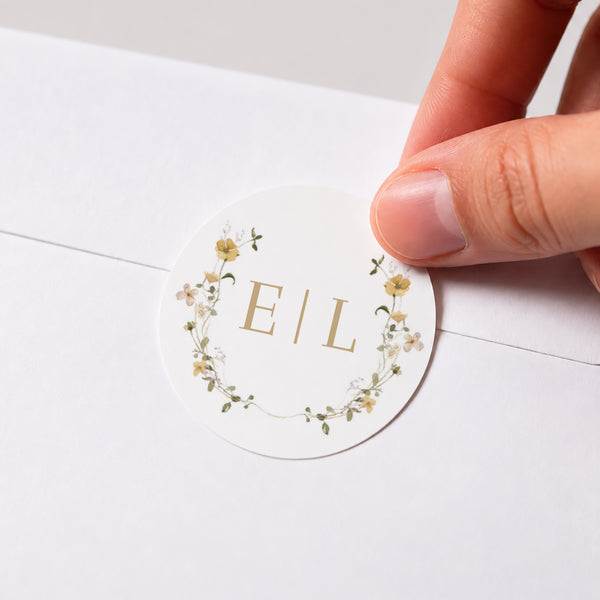 Sticker Mariage Rond Fleurs sauvages II photo