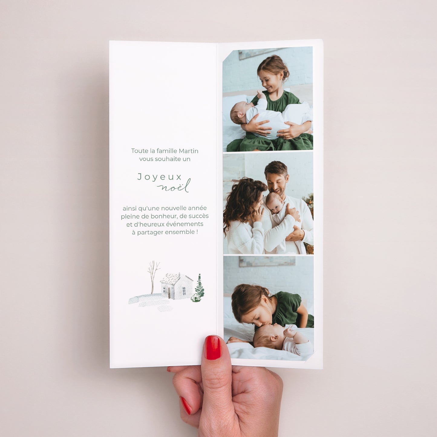 Carte de Noel Fin d'année Marque-page photo Village enneigé photo N° 2