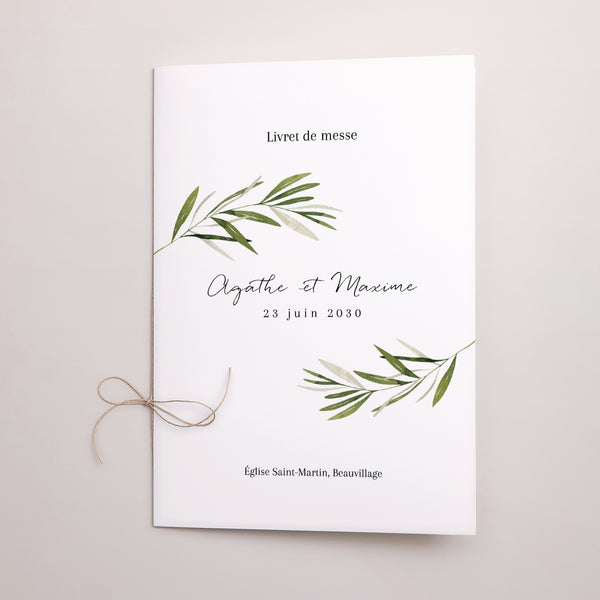 Livret de messe Mariage Double volet Branche d'olivier III photo