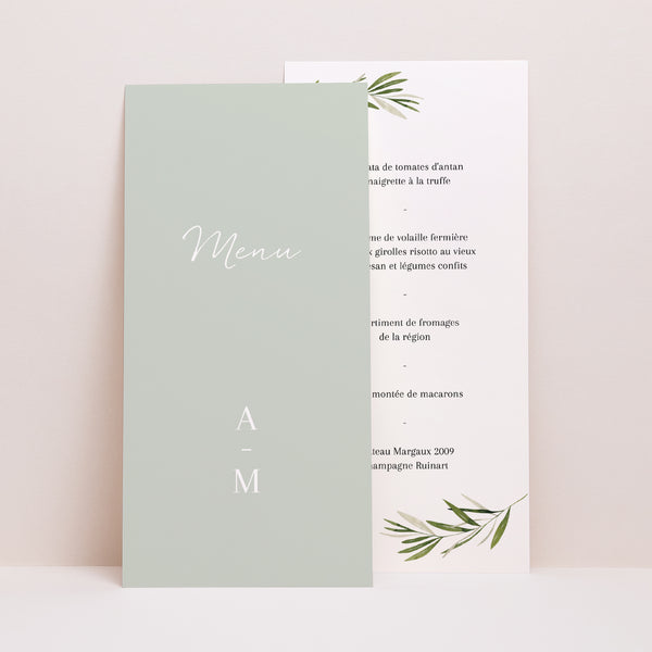 Menu Mariage Panoramique portrait Branche d'olivier III photo