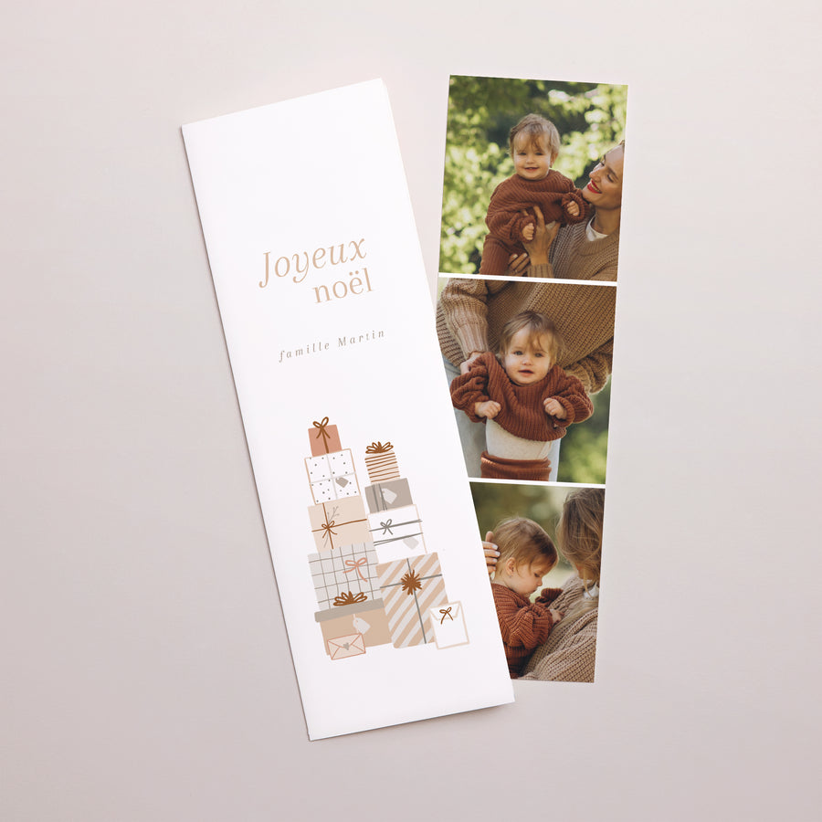 Carte de Noel Fin d'année Marque-page photo Mille et un cadeaux photo
