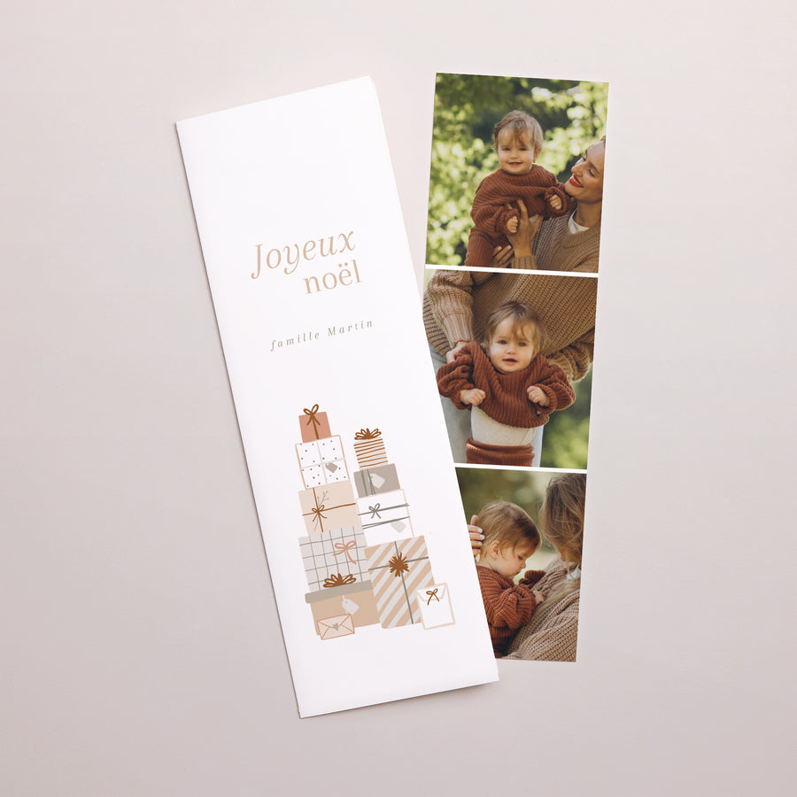 Carte de voeux Fin d'année Marque-page photo Mille et un cadeaux photo