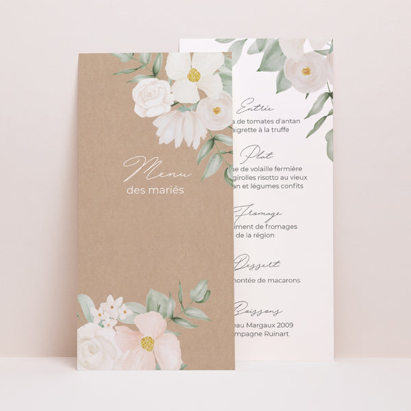 Menu Mariage Panoramique portrait Romance II photo