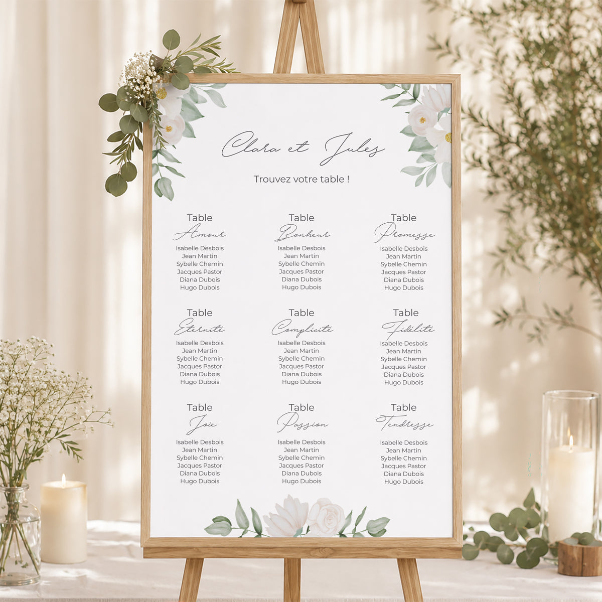 Plan de table Mariage Portrait 60 x 90 cm Romance II photo N° 1