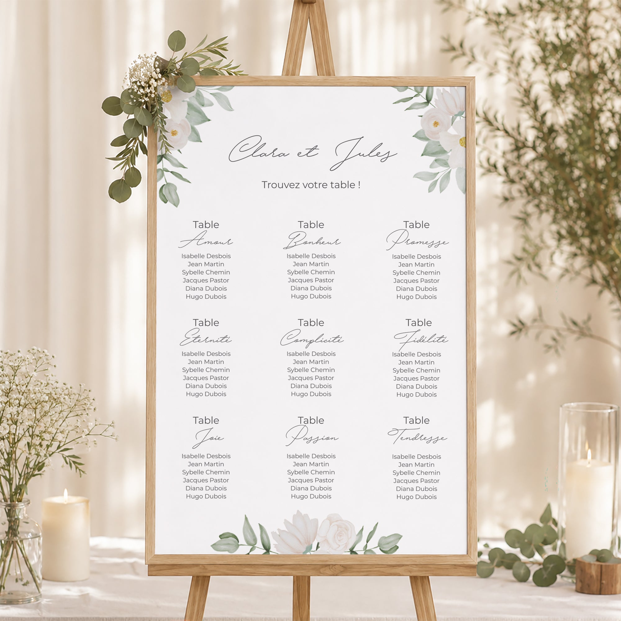 Plan de table Mariage Portrait 60 x 90 cm Romance II photo N° 1