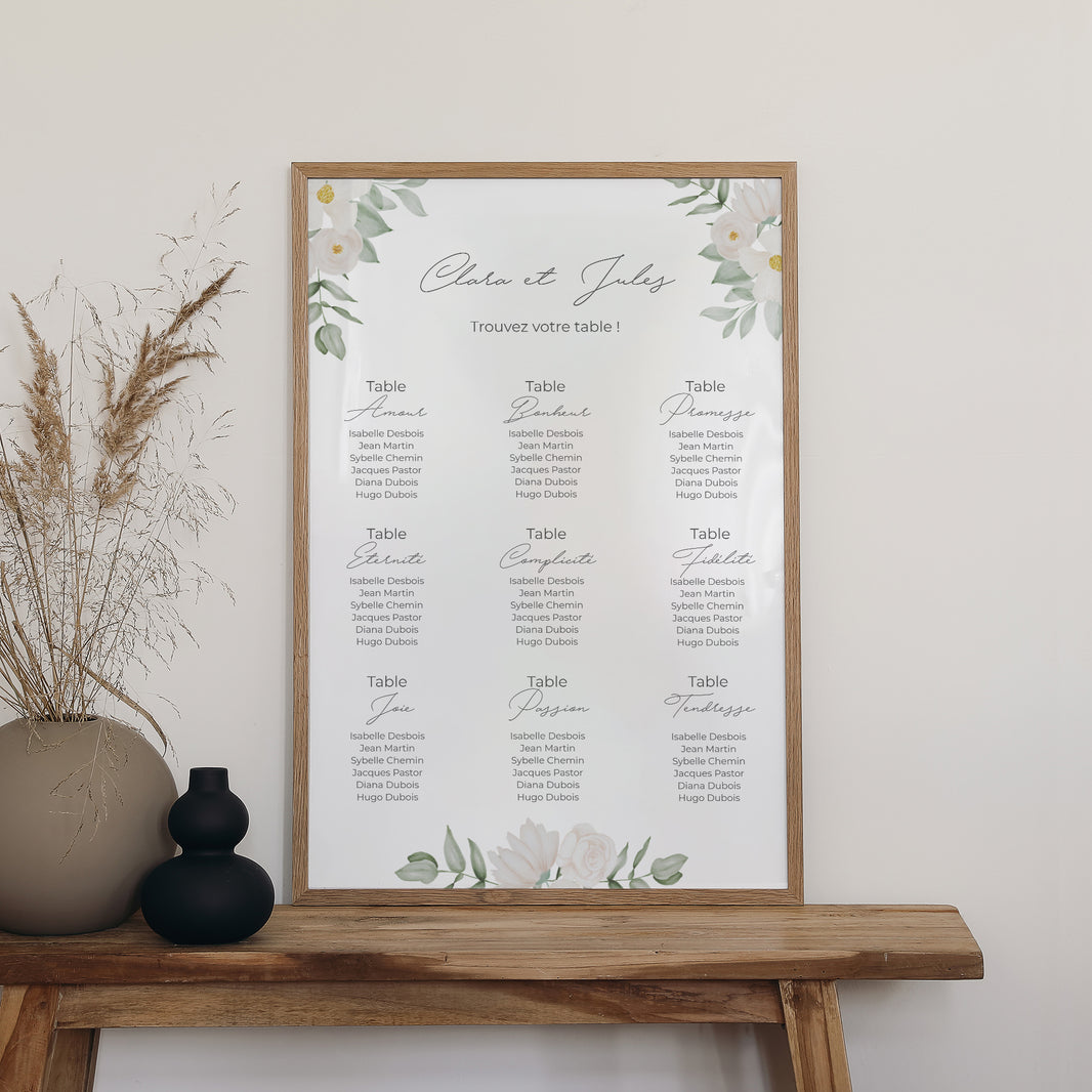 Plan de table Mariage Portrait Romance photo N° 2