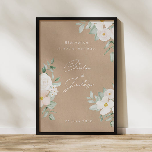 Panneau bienvenue Mariage Portrait 60 x 90 cm Romance II photo