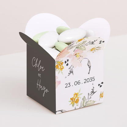 Boîte à dragées Mariage Ouverture papillon Fleurs pop II photo N° 1
