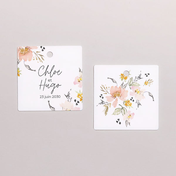 Etiquette perforée Mariage Carrée Fleurs pop II photo