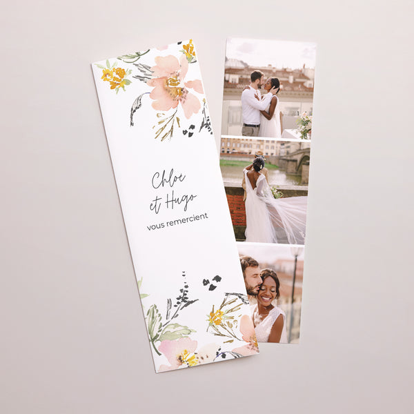 Remerciements Mariage Marque-page photo Fleurs pop II photo