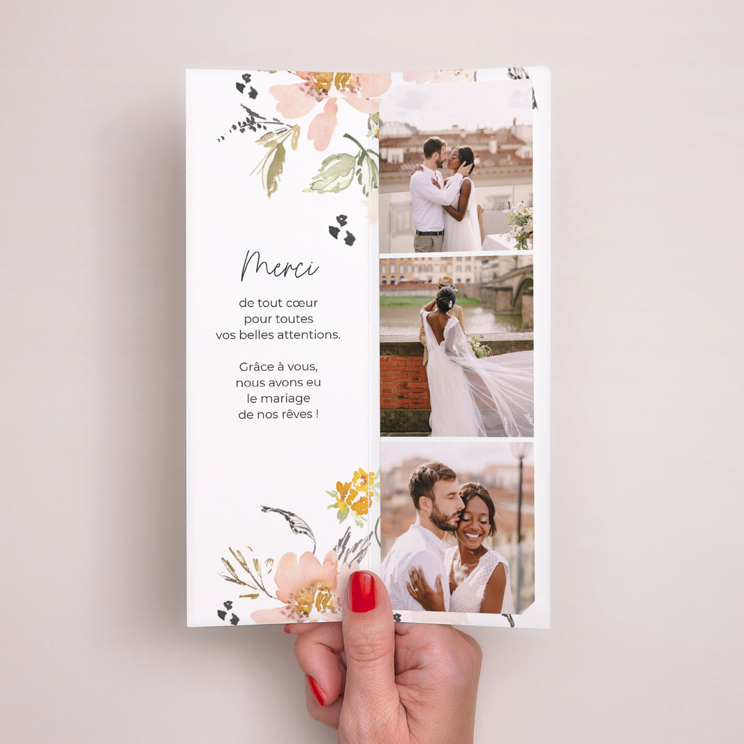 Remerciements Mariage Marque-page photo fleurs pop 2 photo N° 2