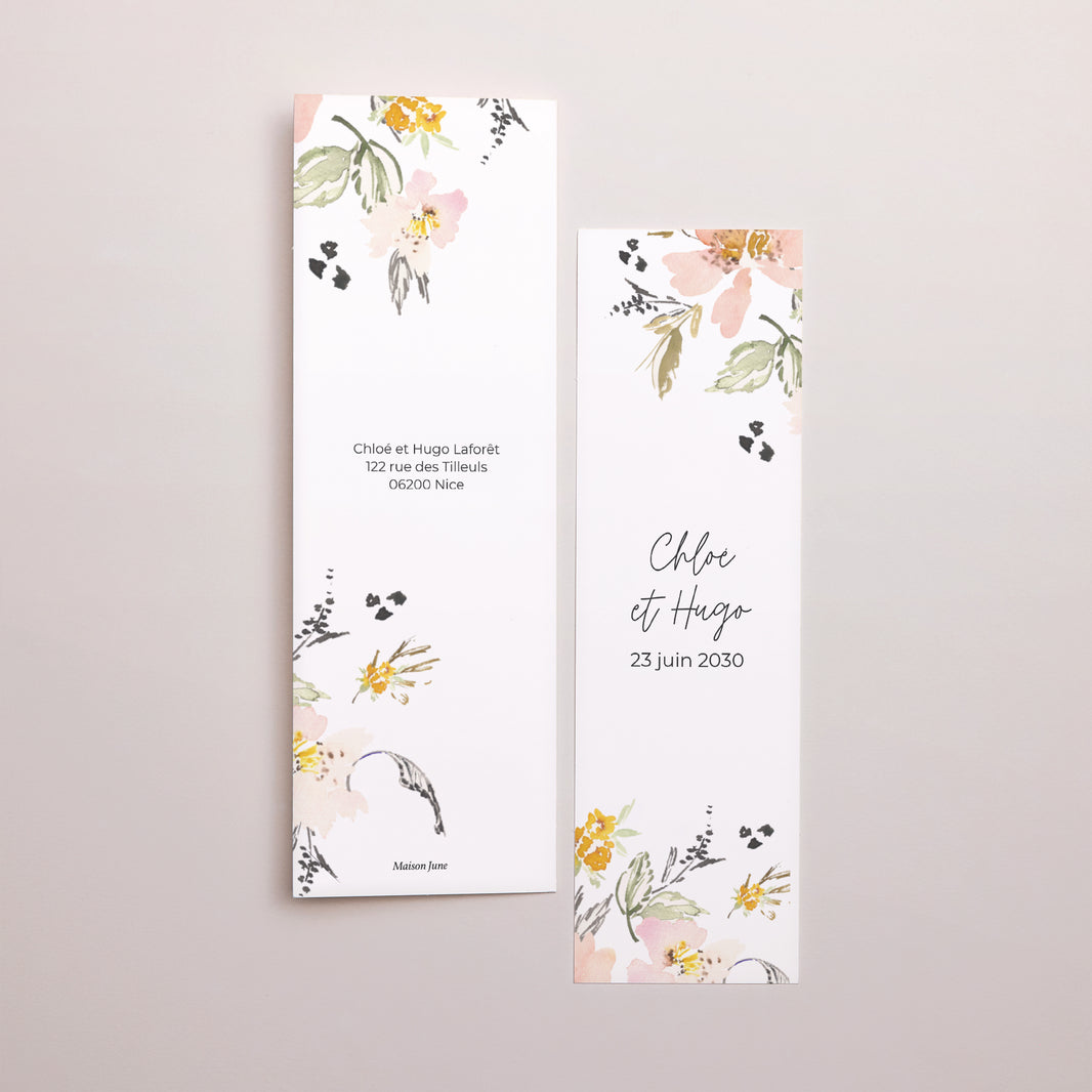 Remerciements Mariage Marque-page photo fleurs pop 2 photo N° 3