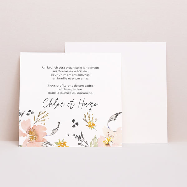 Invitations Mariage Carré Fleurs pop II photo