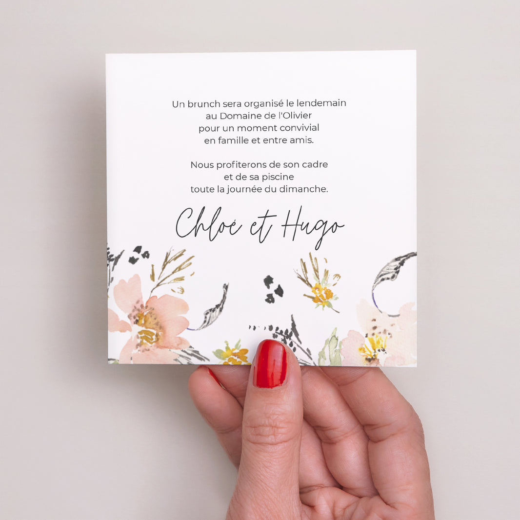 Invitations Mariage Carré fleurs pop 2 photo N° 2