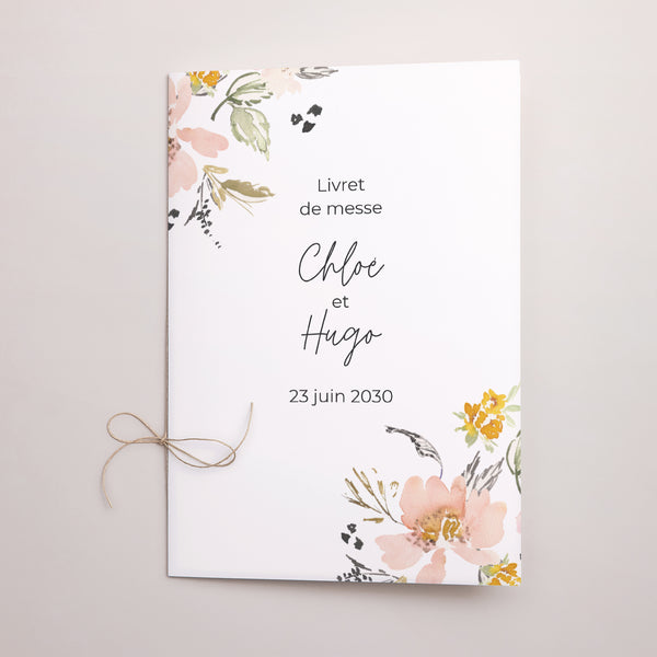 Livret de messe Mariage Double volet Fleurs pop II photo