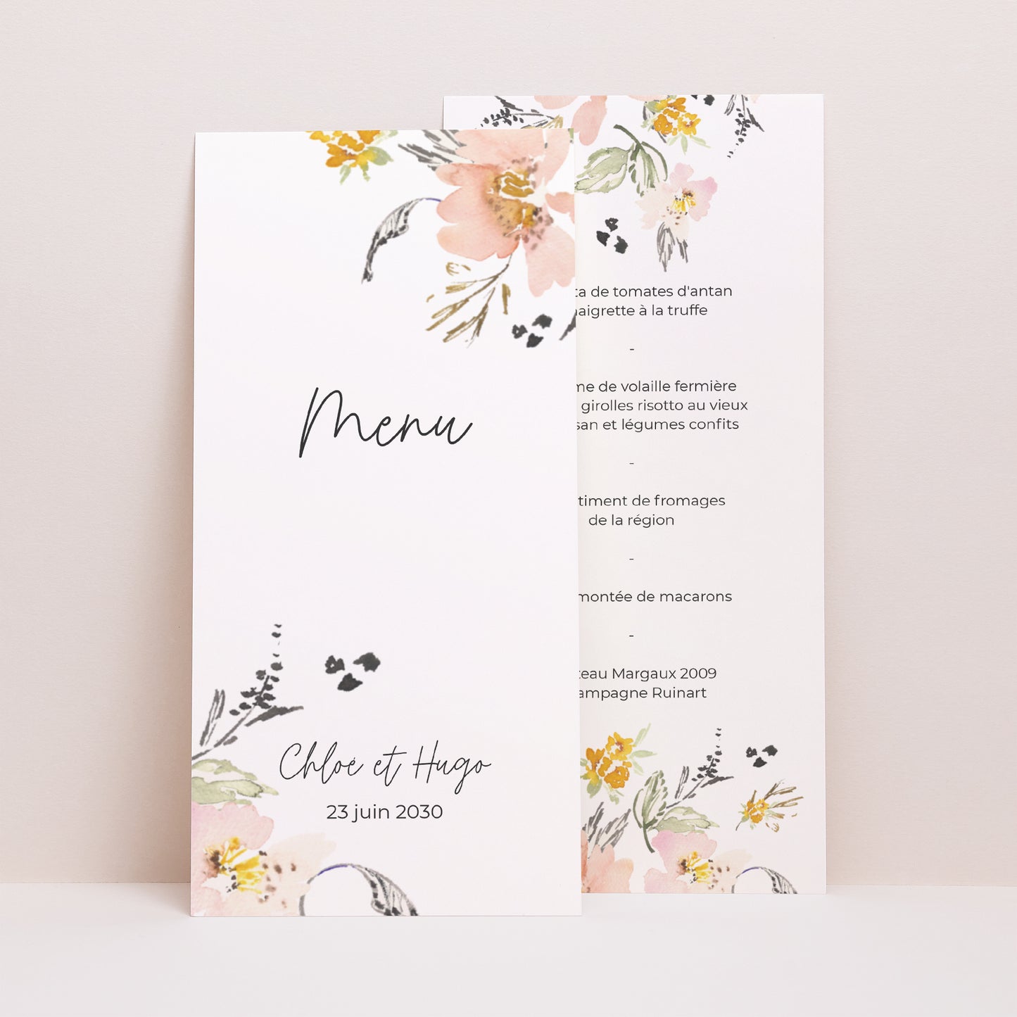 Menu Mariage Panoramique portrait fleurs pop 2 photo N° 1