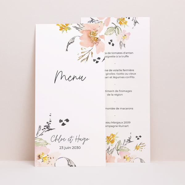 Menu Mariage Panoramique portrait Fleurs pop II photo