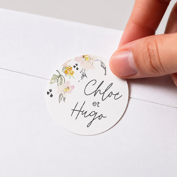 Sticker Mariage Rond Fleurs pop II photo