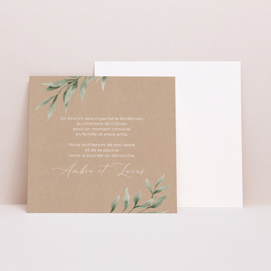 Invitations Mariage Carré Parade végétale photo