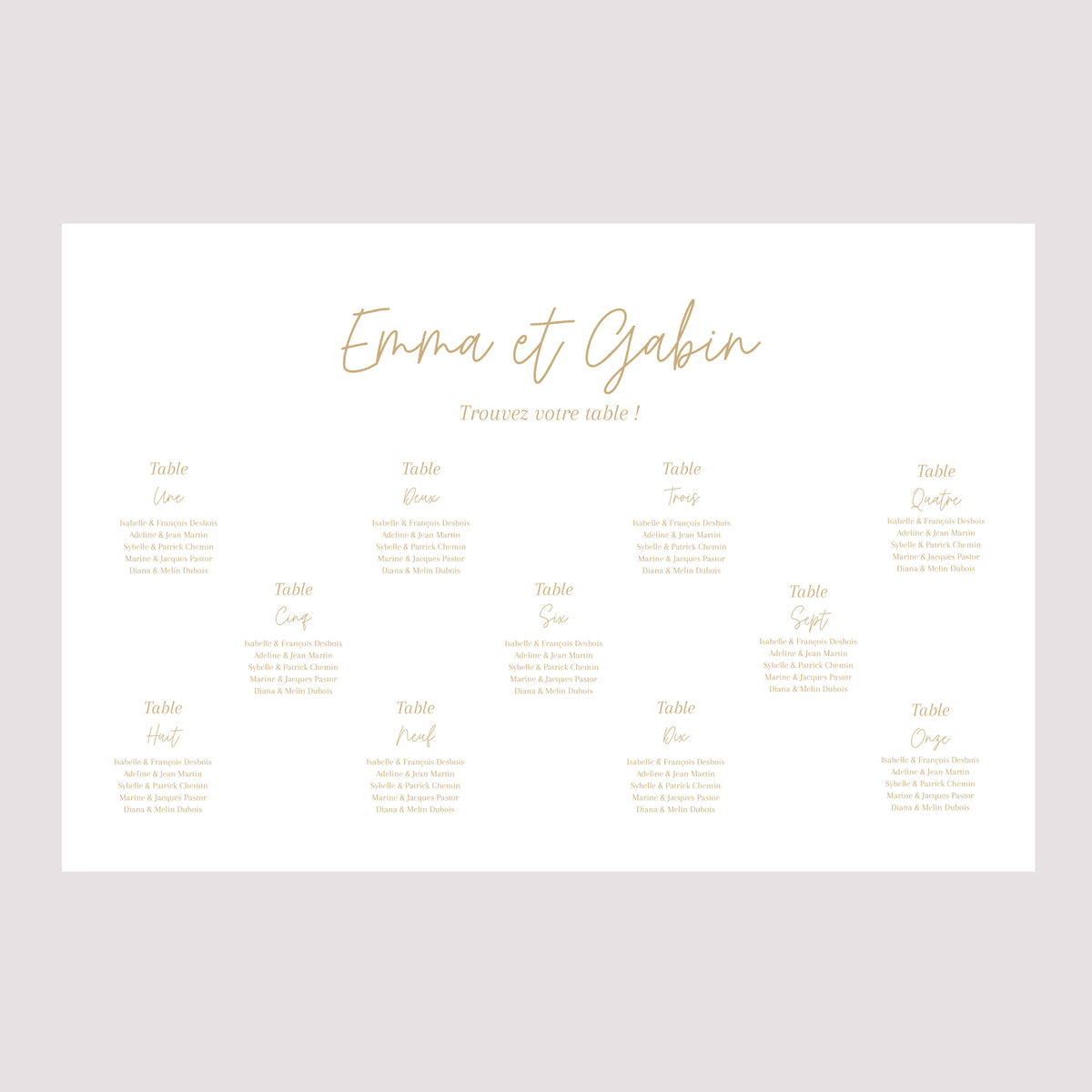 Plan de table Mariage Paysage 90 x 60 cm Shakespeare photo N° 2
