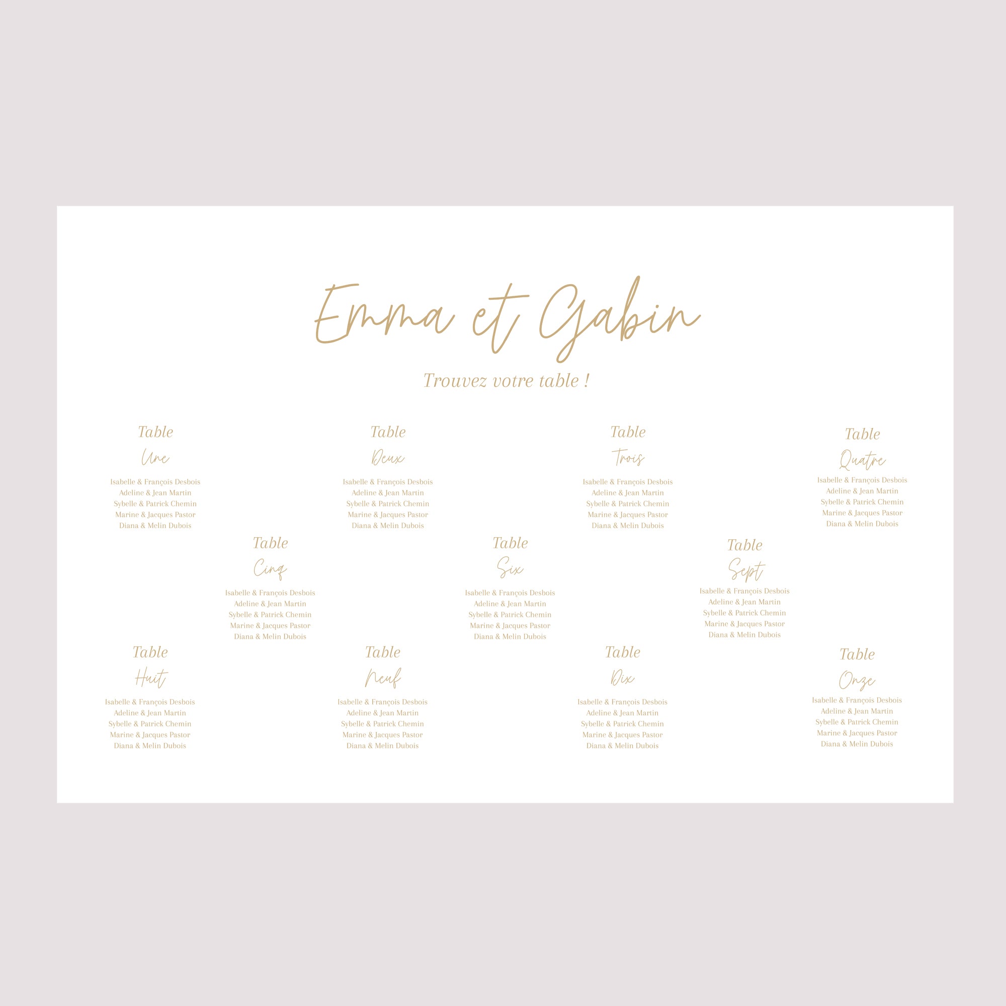 Plan de table Mariage Paysage 90 x 60 cm Shakespeare photo N° 2