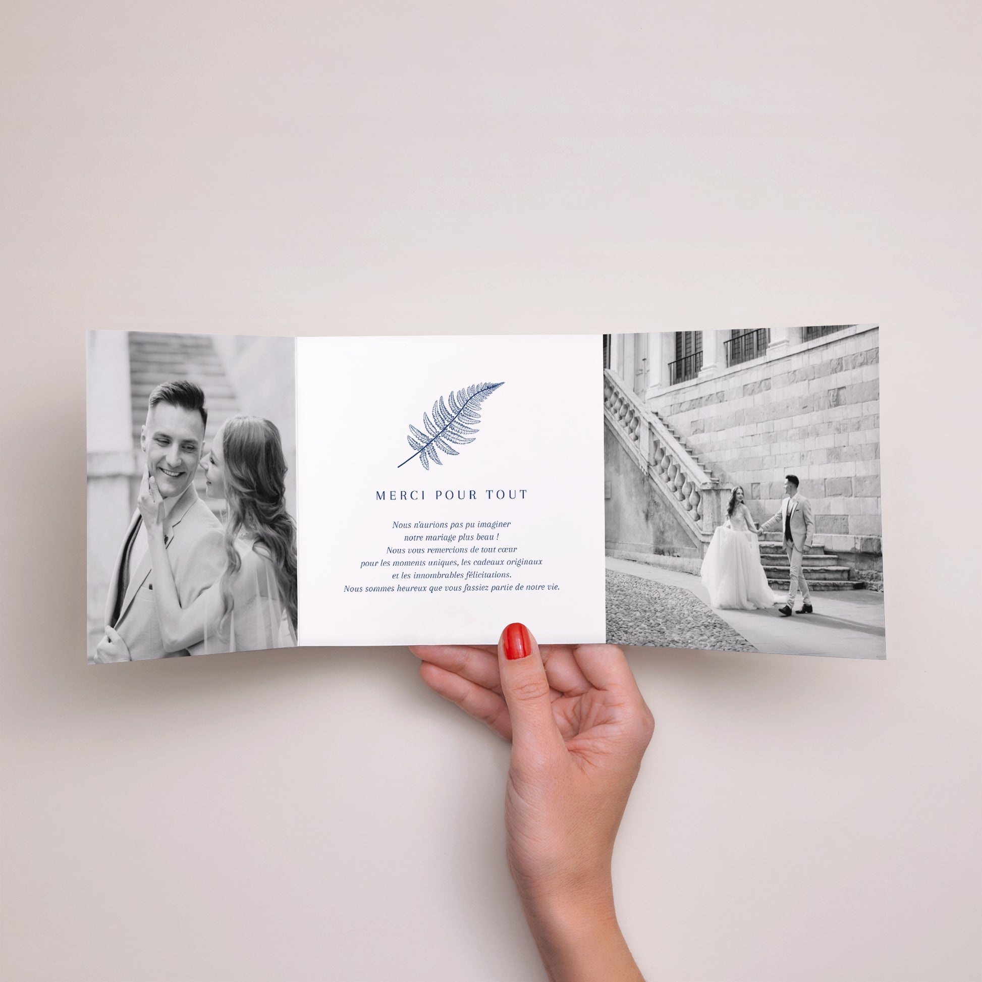 Remerciements Mariage Triptyque asymétrique Cyanotype photo N° 2