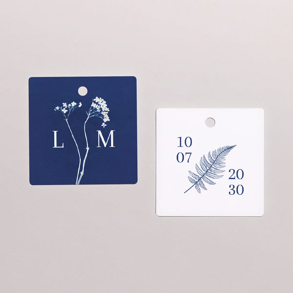 Etiquette perforée Mariage Carrée Cyanotype photo