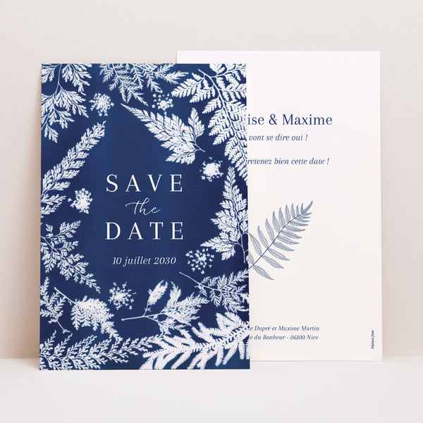 Save the date Mariage Portrait Cyanotype photo