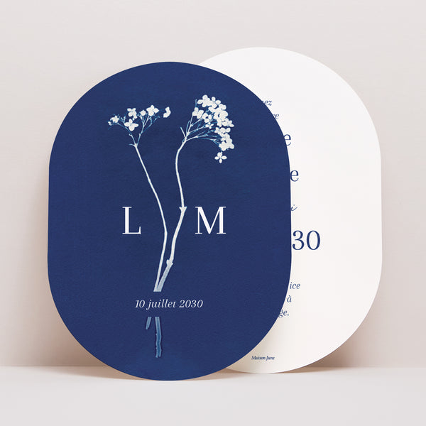 Faire-part Mariage Ovale Cyanotype photo