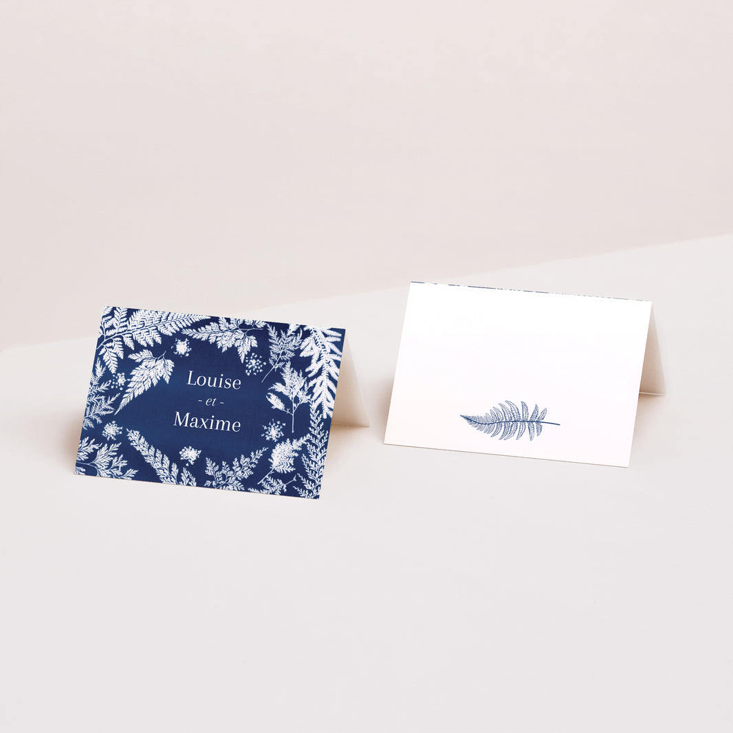 Marque-place Mariage 2 volets cyanotype photo N° 1