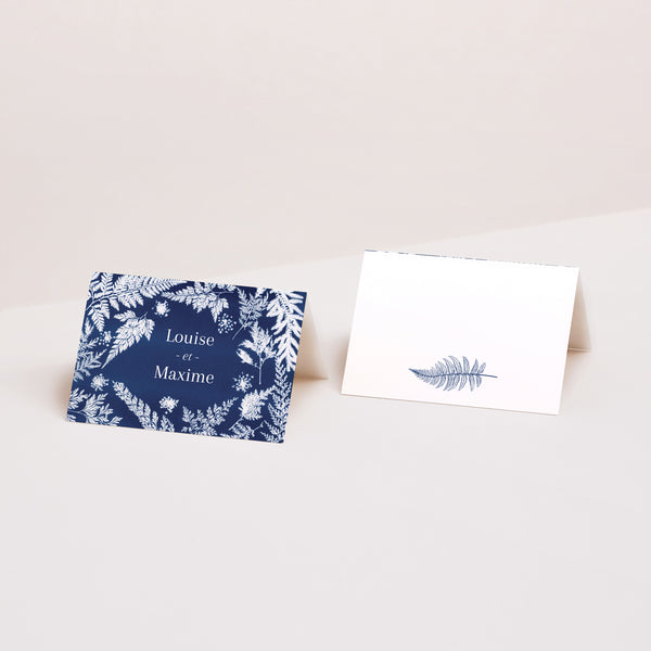 Marque-place Mariage 2 volets Cyanotype photo