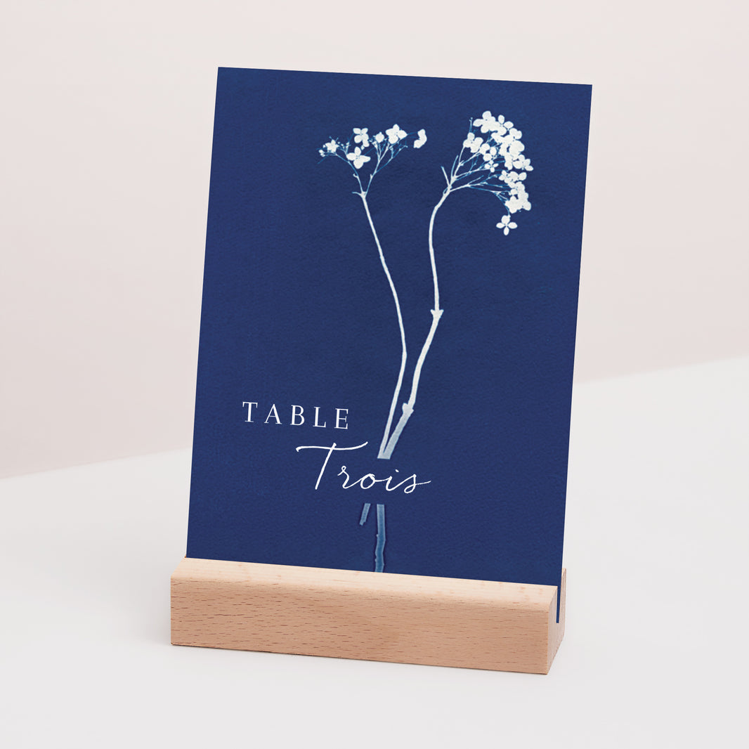 Marque table Mariage Rectangle cyanotype photo N° 3