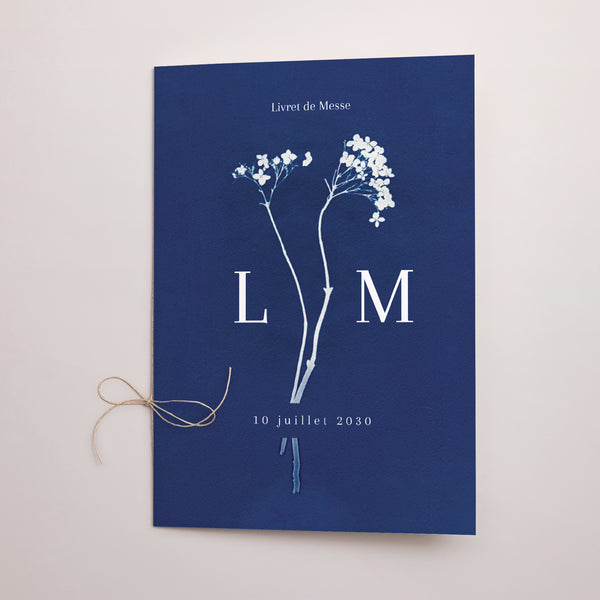 Livret de messe Mariage Double volet Cyanotype photo