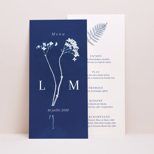 Menu Mariage Panoramique portrait cyanotype photo