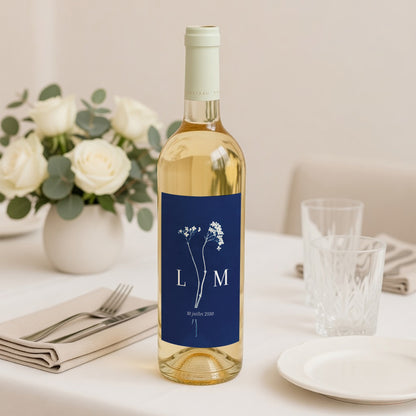 Etiquette bouteille Mariage Portrait Cyanotype photo N° 2
