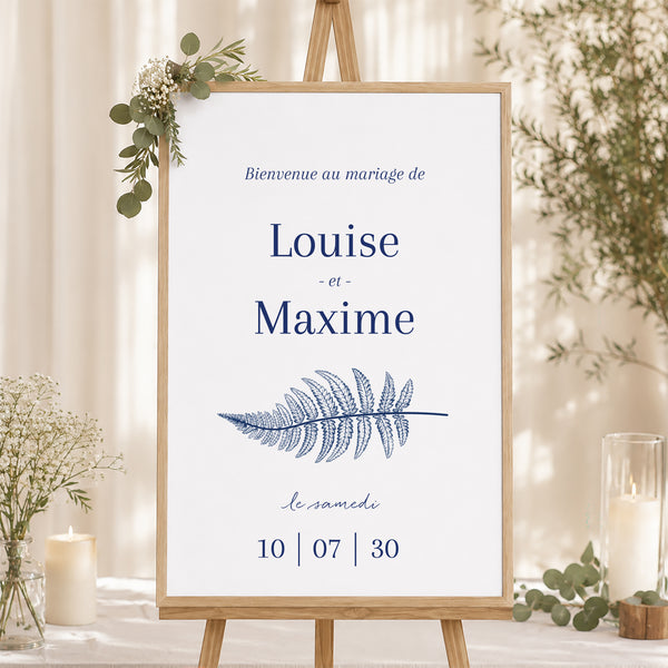 Panneau bienvenue Mariage Portrait 60 x 90 cm Cyanotype photo