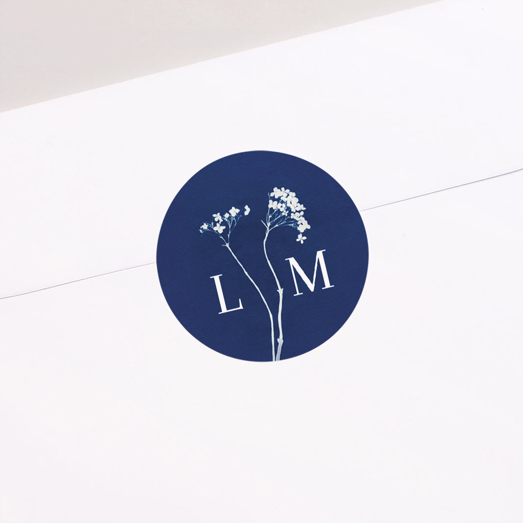 Sticker Mariage Rond cyanotype photo N° 1