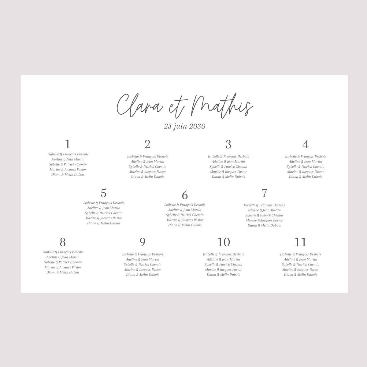 Plan de table Mariage Paysage 90 x 60 cm Shakespeare II photo N° 2