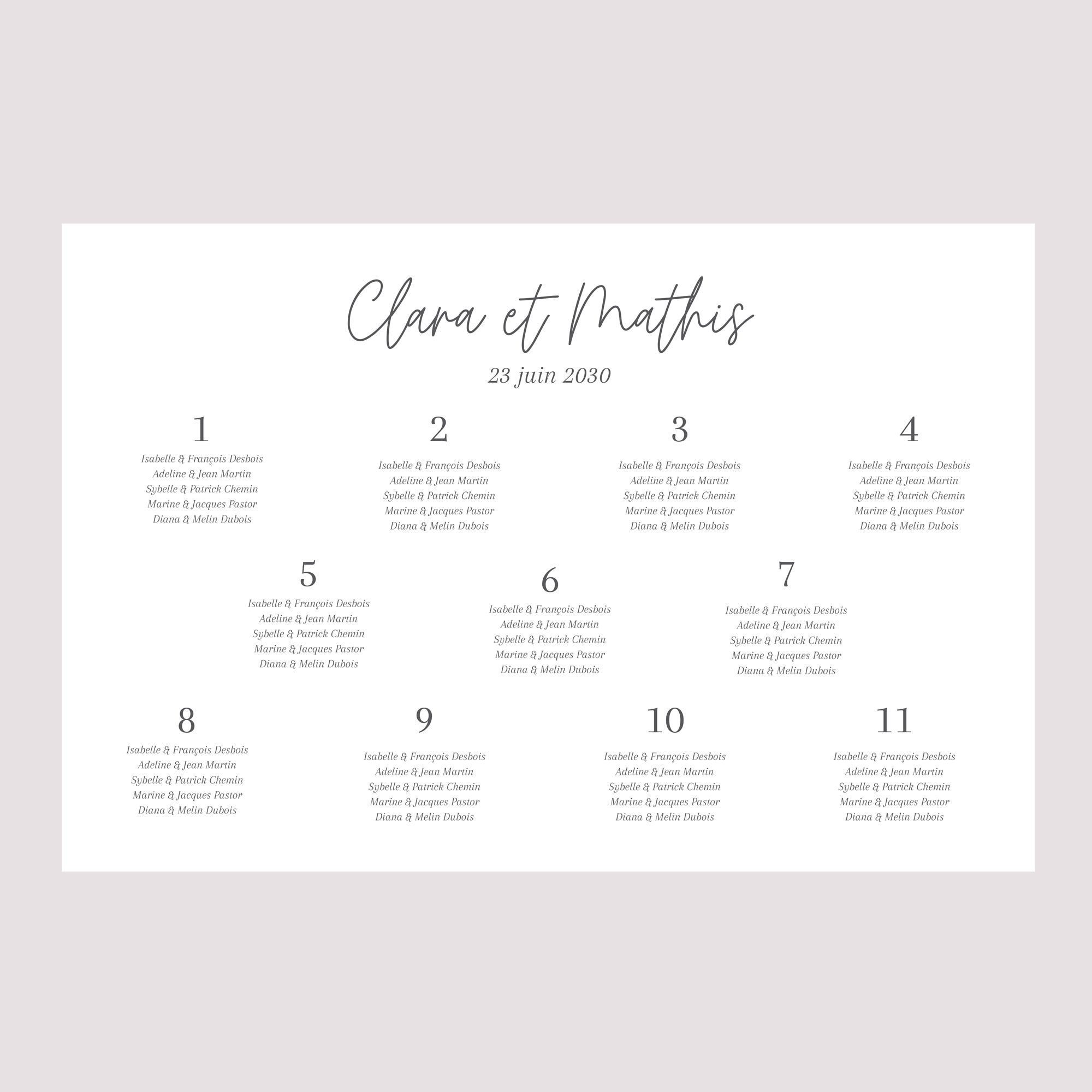 Plan de table Mariage Paysage 90 x 60 cm Shakespeare II photo N° 2