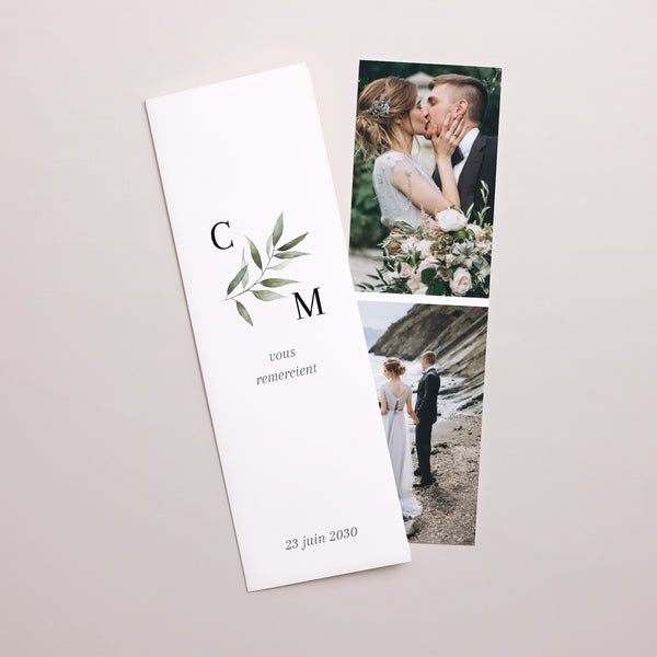 Remerciements Mariage Marque-page photo Majéline photo