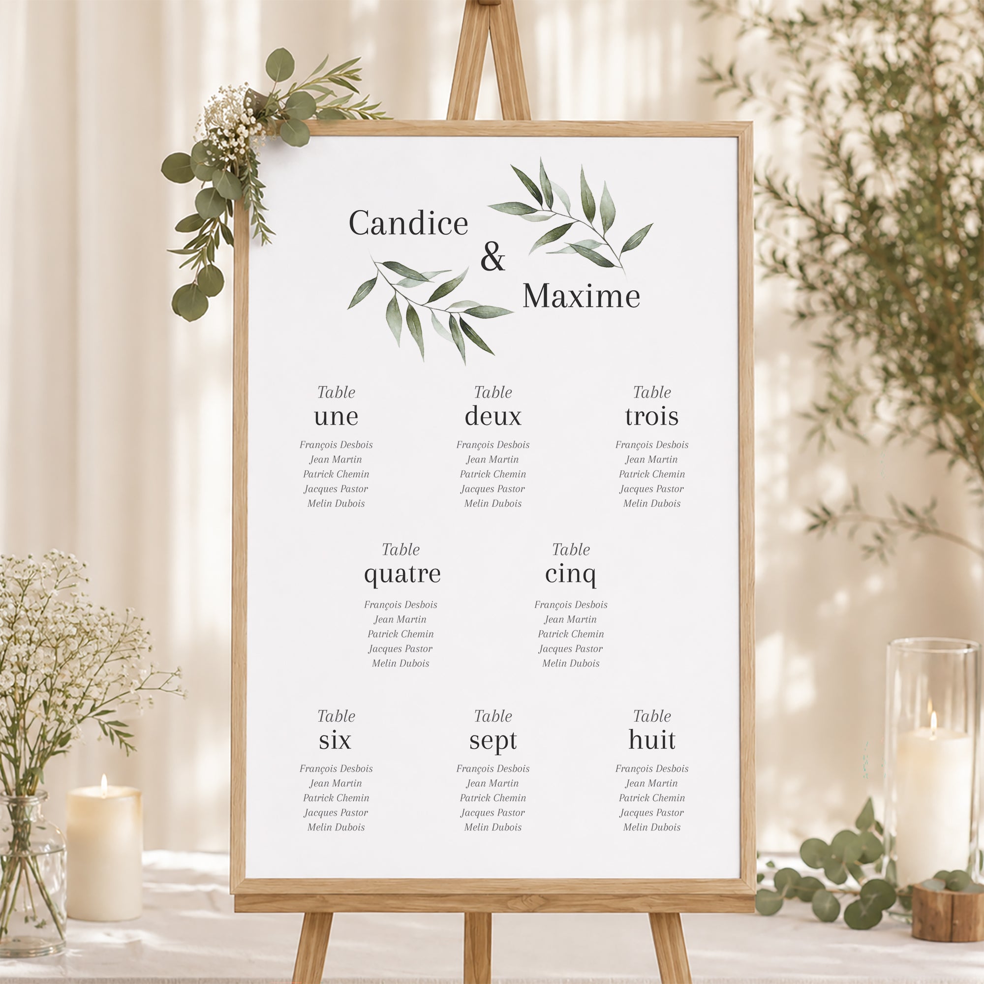 Plan de table Mariage Portrait 60 x 90 cm Majéline photo N° 1