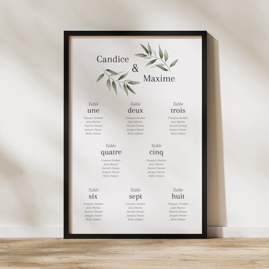 Plan de table Mariage Portrait Majéline photo